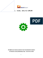 Soal - Soal Ahli K3 Umum: Pembinaan Keselamatan Dan Kesehatan Kerja PT Bukit Asam (Persero) Tbk. Tanjung Enim