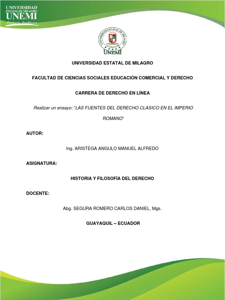 Las fuentes del derecho clasico en el imperio romano pdf ley romana