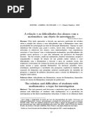 A Relação e as Dificuldades Dos Alunos Com a Matemática Um Objeto de Investigação
