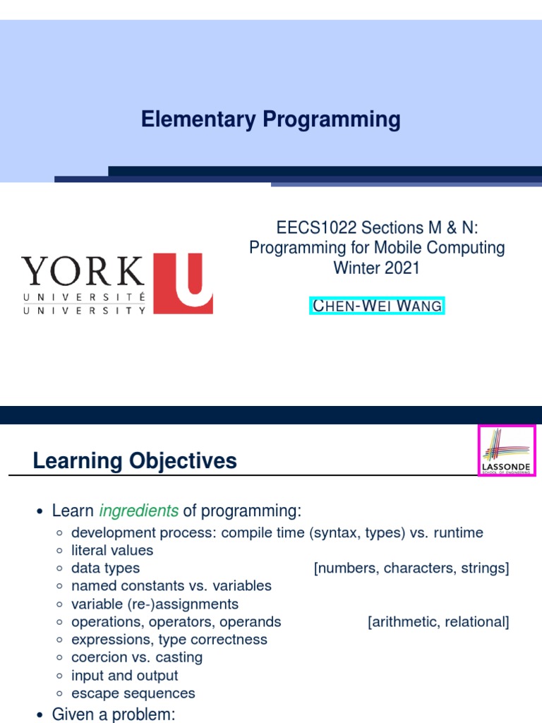 Elementary Programming | PDF | Data Type | Method (Computer Programming)