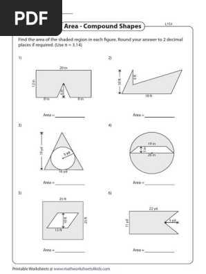 Surface Area Compound Shapes Worksheet Printable Pdf Download