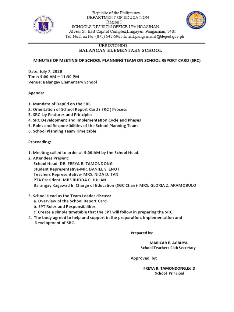 Minutes of Meeting Sip PDF