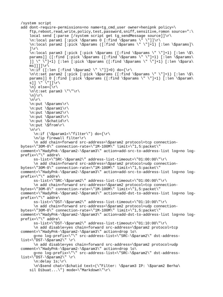 MikroTik Firewall Script Automation | PDF | Firewall (Computing ...
