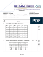 Assignment - I: Artificial Intelligence and Machine Learning