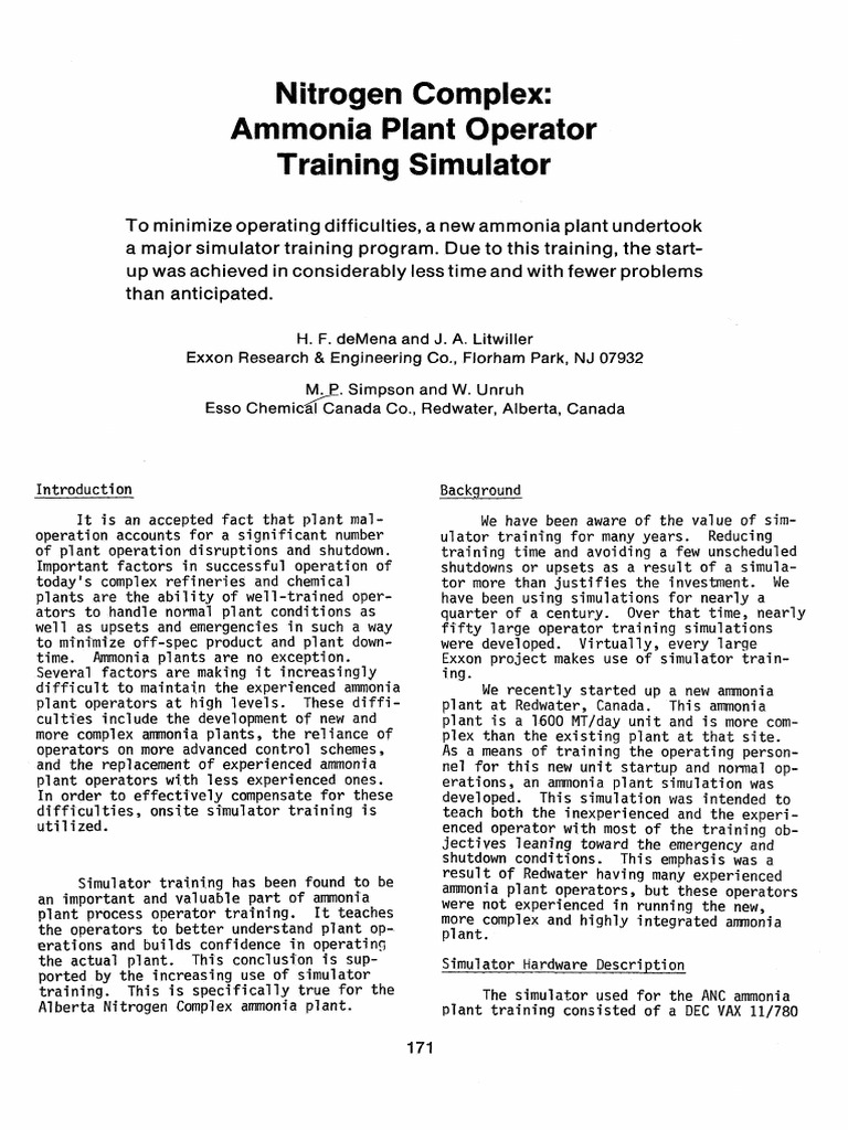 Ammonia Plant Operator Simulator Training | PDF | Simulation | Boiler
