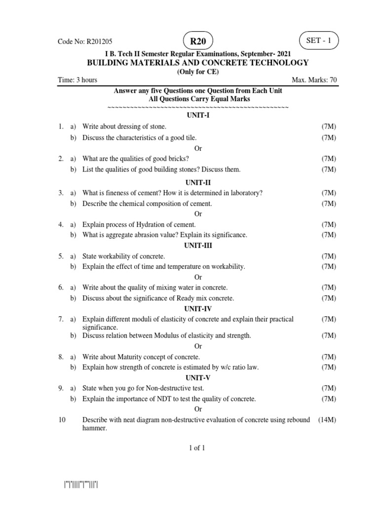 Building Materials & Concrete Exam Guide | PDF | Concrete | Building ...