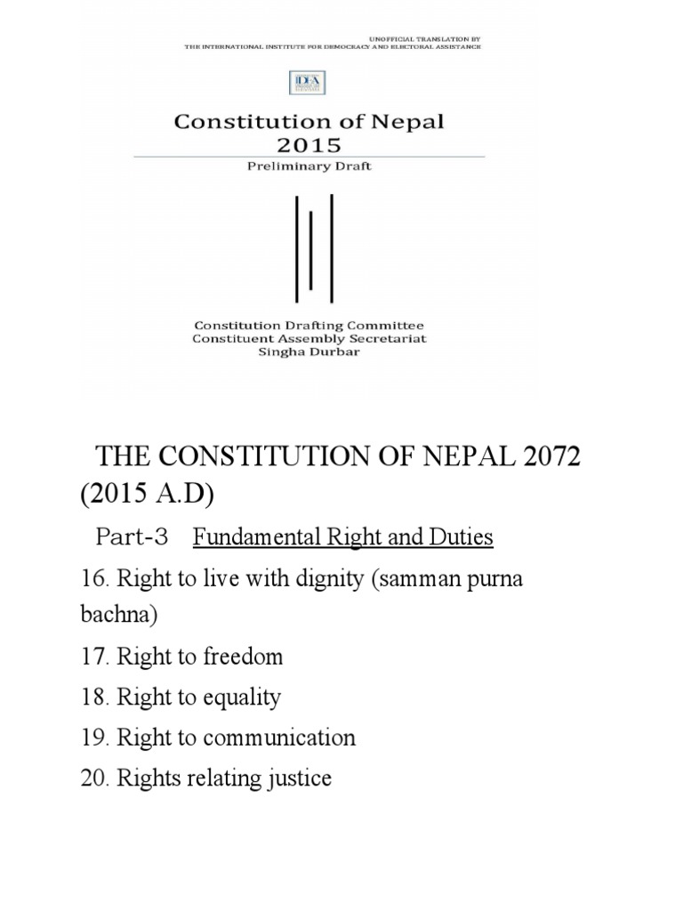 The Constitution of Nepal 2072 (2015 A.D) | PDF | Politics | Science ...