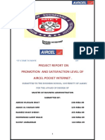 Project Report On Promotion and Satisfaction Level of Aircel Pocket Internet