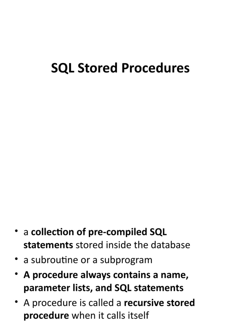 Understanding SQL Stored Procedures | PDF | Subroutine | Parameter ...