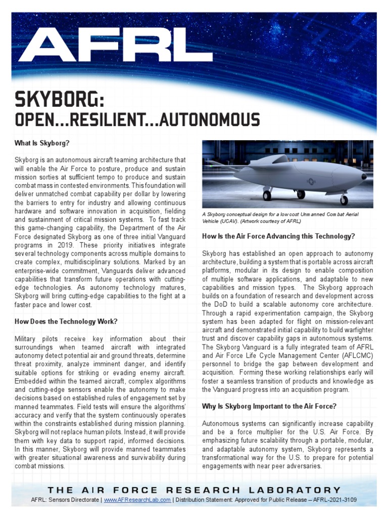 AFRL Skyborg FS 0921 | PDF | Autonomy | Unmanned Aerial Vehicle