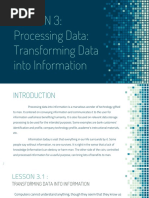 Lesson 3: Processing Data: Transforming Data Into Information