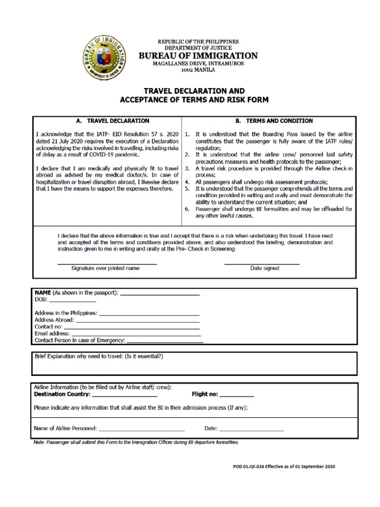 cuba travel declaration form