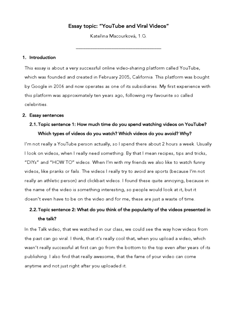 Essay Topic And Viral Videos Pdf You Tube Viral Video