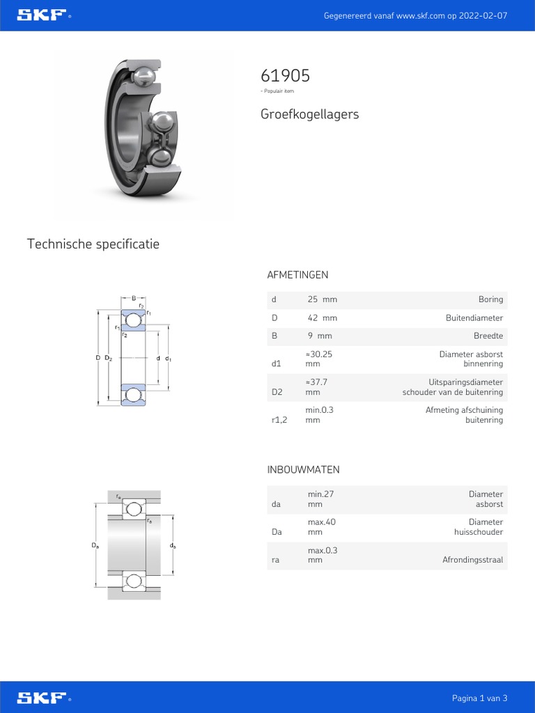 Bearing Data Sheet PDF