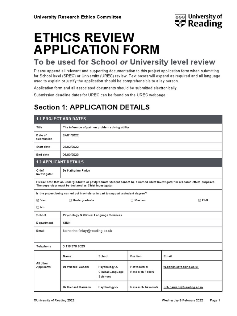 REC - Application - Form LH Study - 02 Feb 22 | PDF | Informed Consent ...