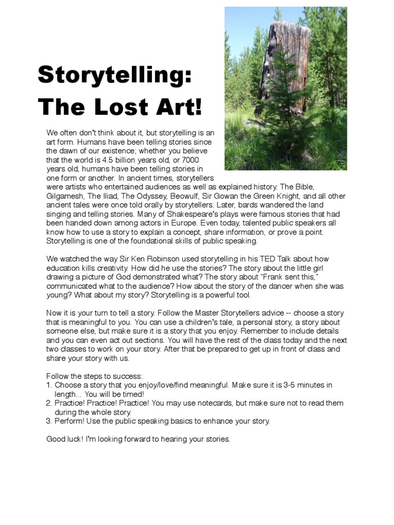 Storytelling Project and Rubric | PDF | Storytelling | Public Speaking