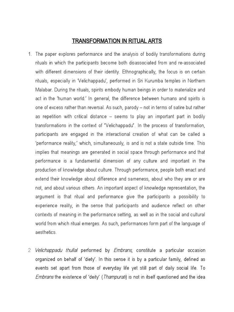 Ritual Transformations in Malabar | PDF | Experience | Rituals