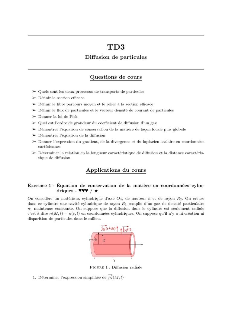 Loi de Fick et diffusion de particules PDF La diffusion Section — free download
