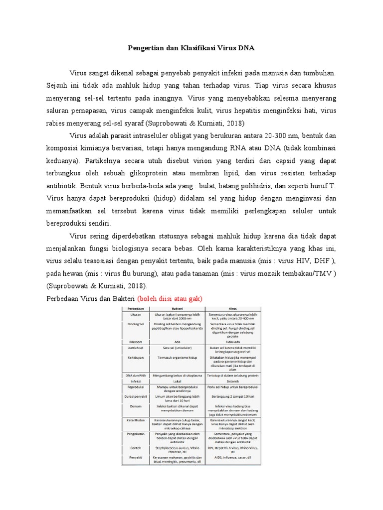 Pengertian Dan Klasifikasi Virus Dna Fix Pdf Kajian Bahasa Asing