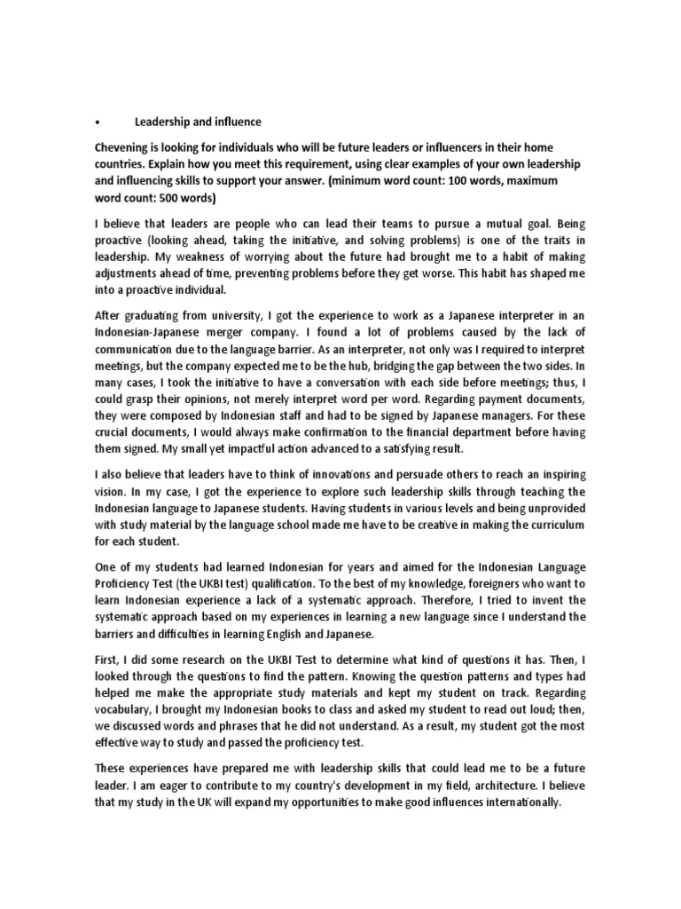 Leadership Essay | PDF | Leadership | Experience