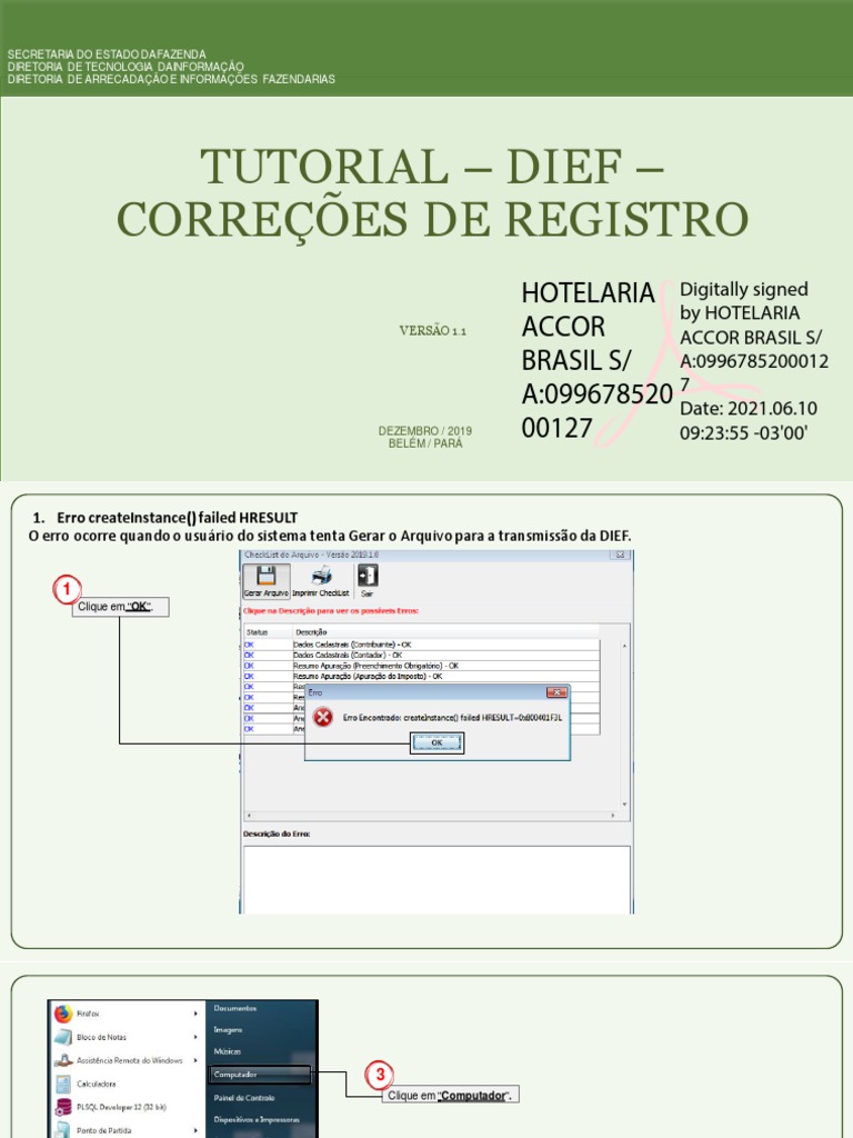 Correções de Registro na DIEF 2019 | PDF | Programas | Gestão de ...