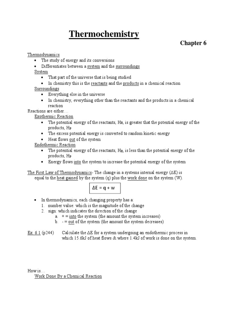 Chapter 6 Thermochemistry | PDF | Heat | Chemical Reactions