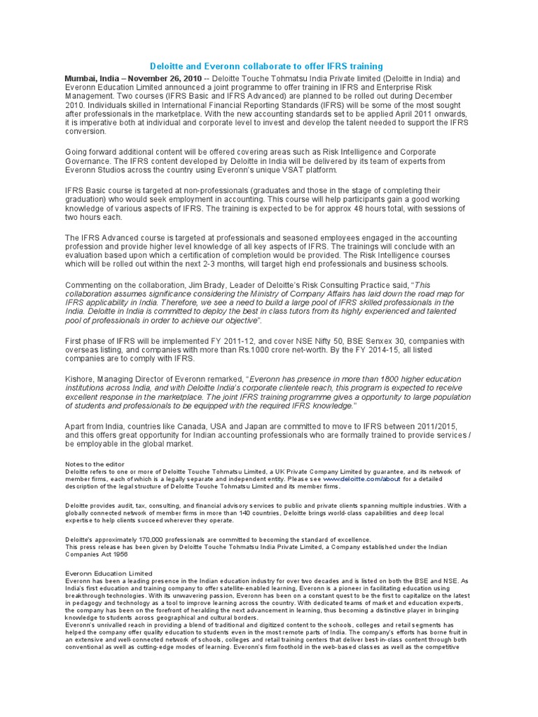 Deloitte-Everonn IFRS Training Program | PDF | International Financial ...