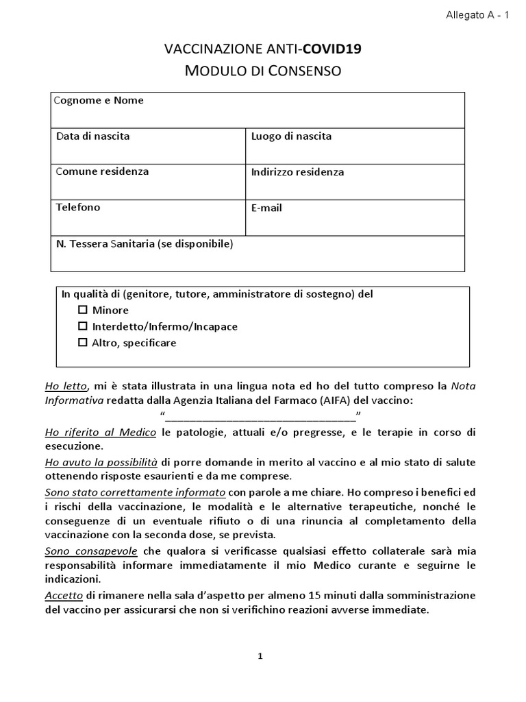 Modulo Consenso Informato | PDF