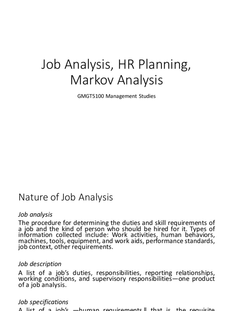 Job Analysis, HR Planning PDF Human Resources Forecasting