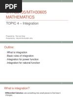 MTH30105/MTH30605 Mathematics: TOPIC 4 - Integration