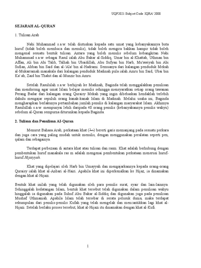 Sejarah Penulisan Al Quran Pdf