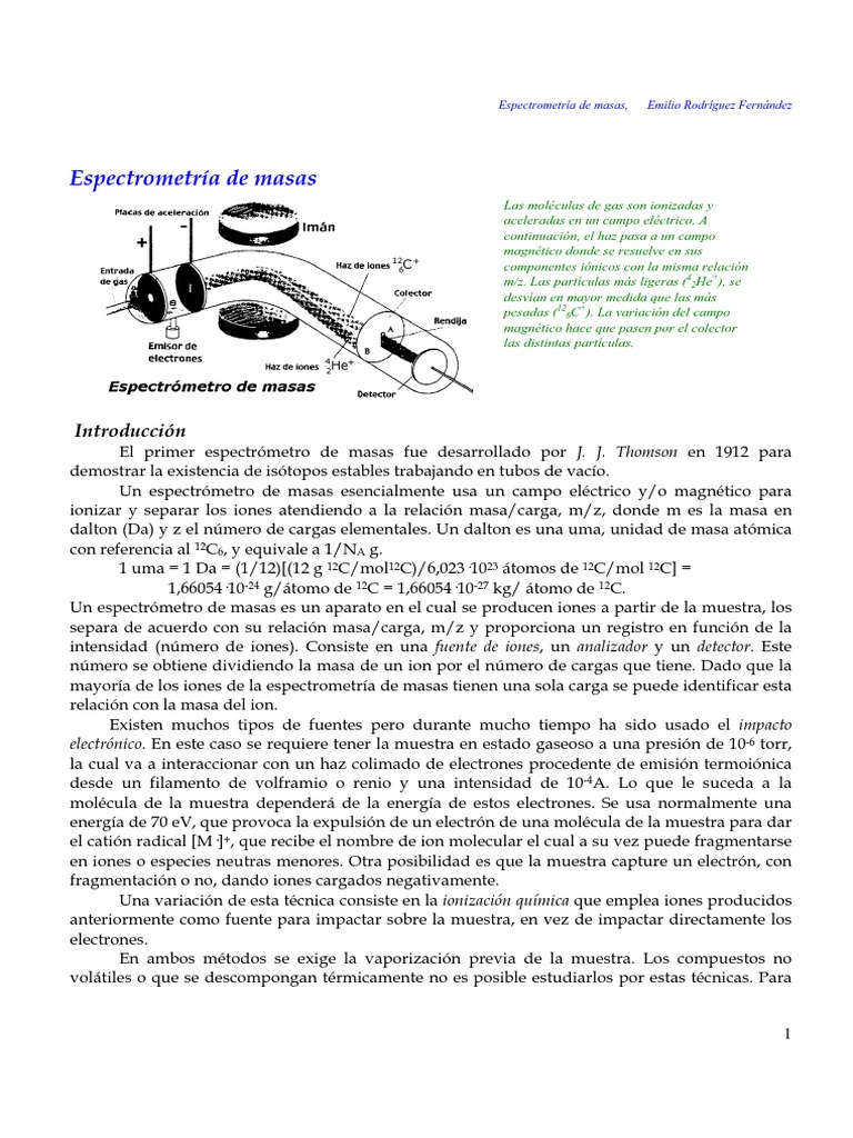 Fundamentos de Espectrometría de Masas | PDF | Espectrometría de masas ...