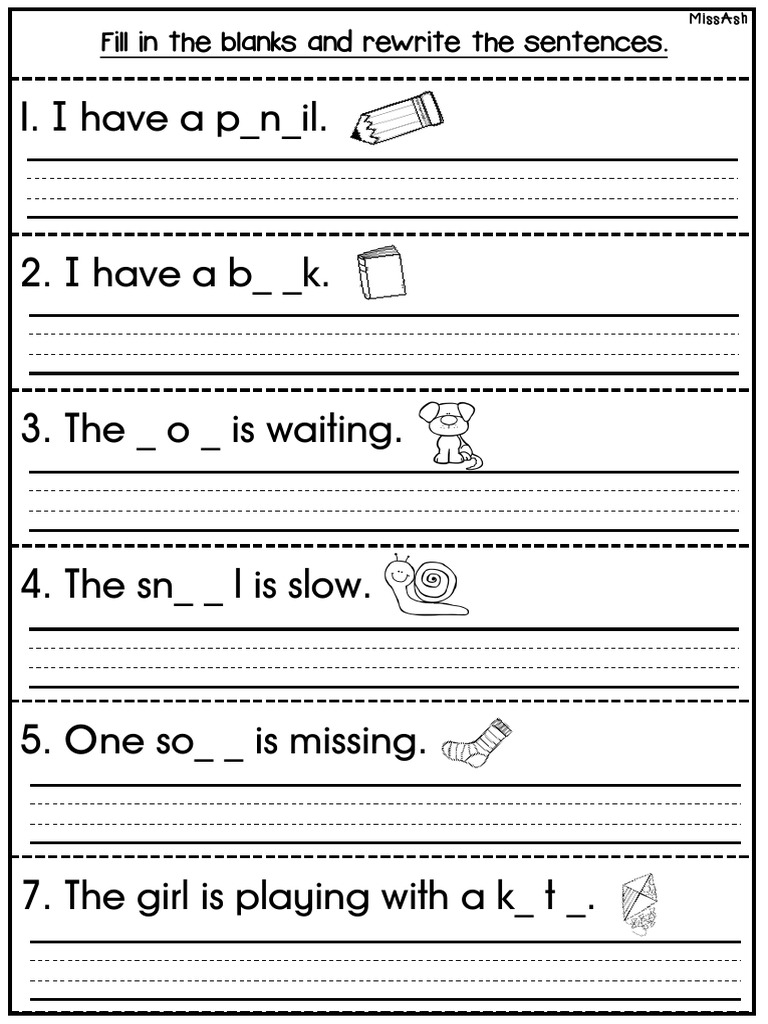 Year 1 Writing Task: Fill in the Blanks | PDF