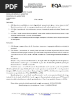 Avaliação teórica 1° bimestre Bioquimica de alimentos