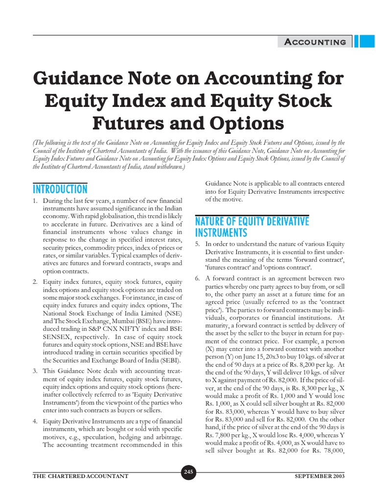 Guidance Note On Accounting For Equity Index and Equity Stock Futures