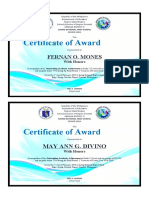 Certificate of Award: Fernan O. Mones