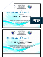 Certificate of Award: Norry C. Frejoles