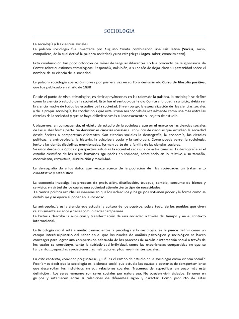 CONCEPTO DE SOCIOLOGIA Sociología Sociedad