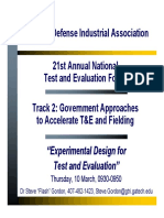 National Defense Industrial Association 21st Annual National Test and Evaluation Forum Track 2: Government Approaches To Accelerate T&E and Fielding