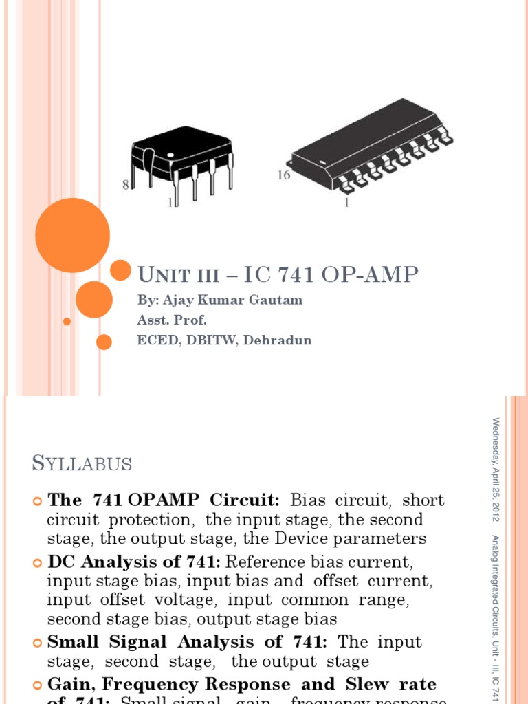 Unit III Ic 741 Op-Amp | PDF | Operational Amplifier | Amplifier