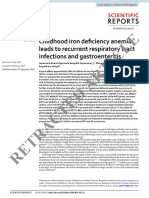 Childhood Iron Deficiency Anemia Leads To Recurrent Respiratory Tract Infections and Gastroenteritis