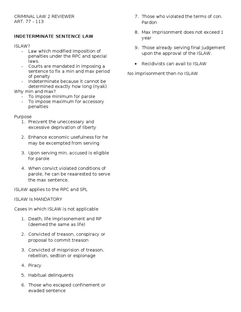 Indeterminate Sentence Law Overview | PDF