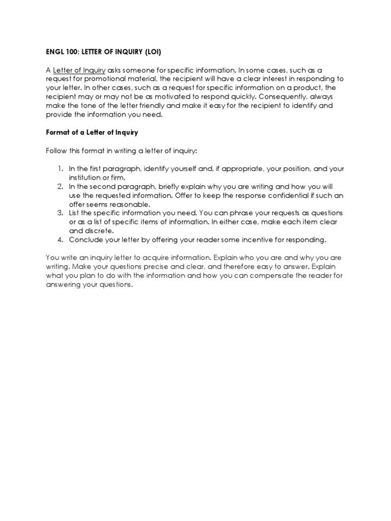 Source 6 - Writing Inquiry Letter PDF | PDF