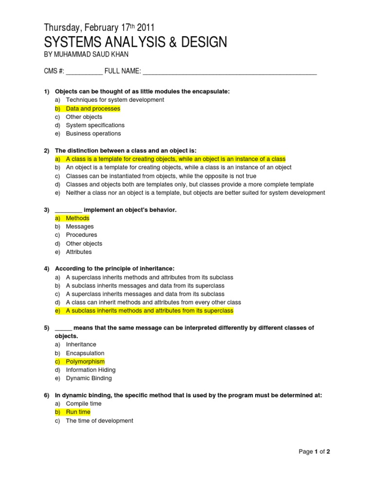 Object-Oriented Concepts Quiz | PDF | Inheritance (Object Oriented ...