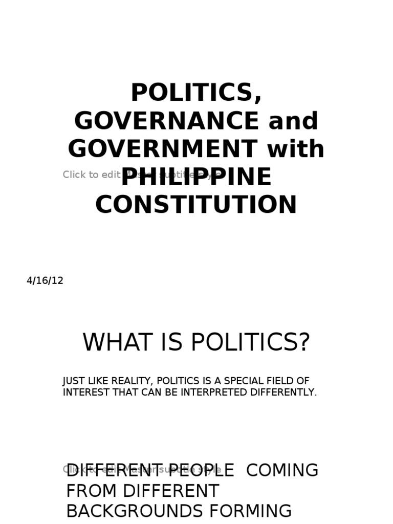 Politics and Governance in the Philippines | PDF | Career & Growth ...