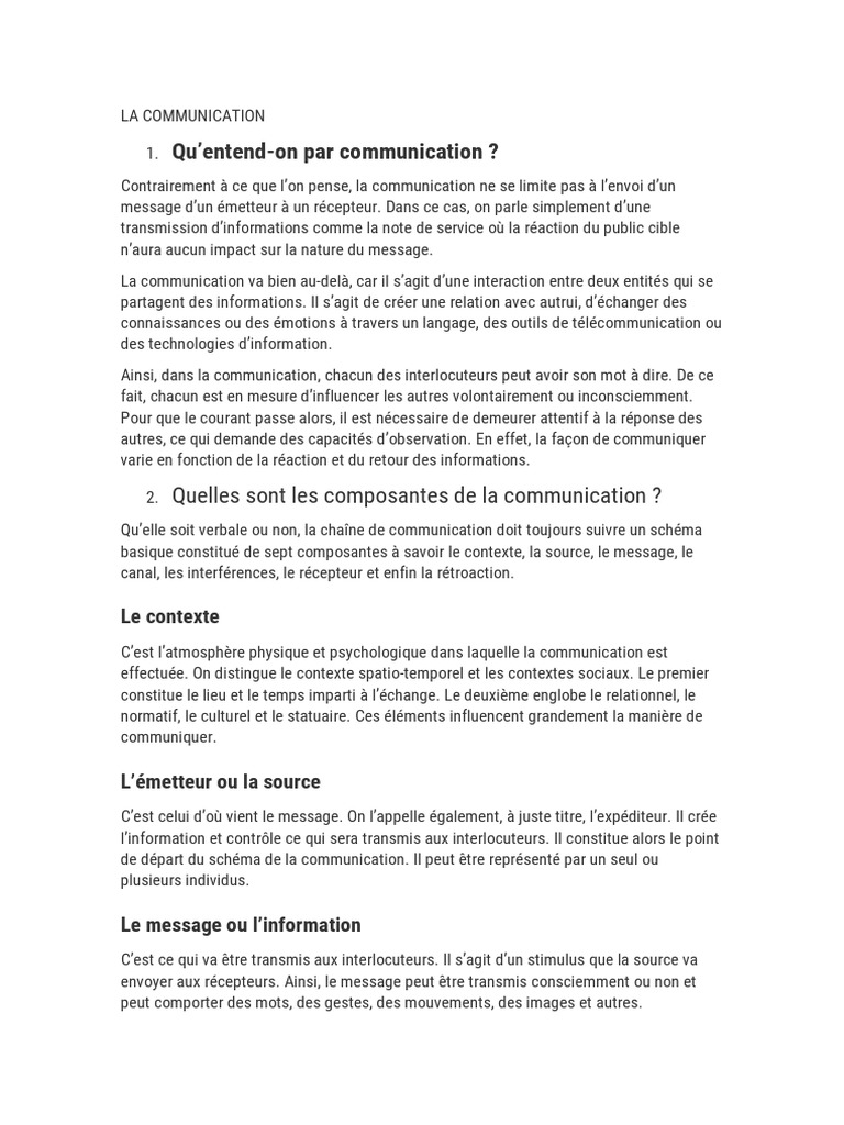 Comprendre les bases de la communication | PDF | la communication ...