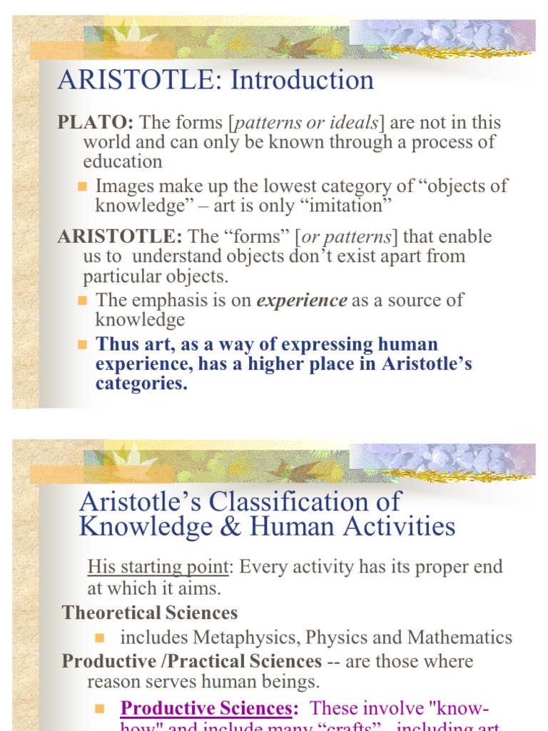 ARISTOTLE: Introduction: À The Forms (Ú Are Not in This | PDF | Poetics ...