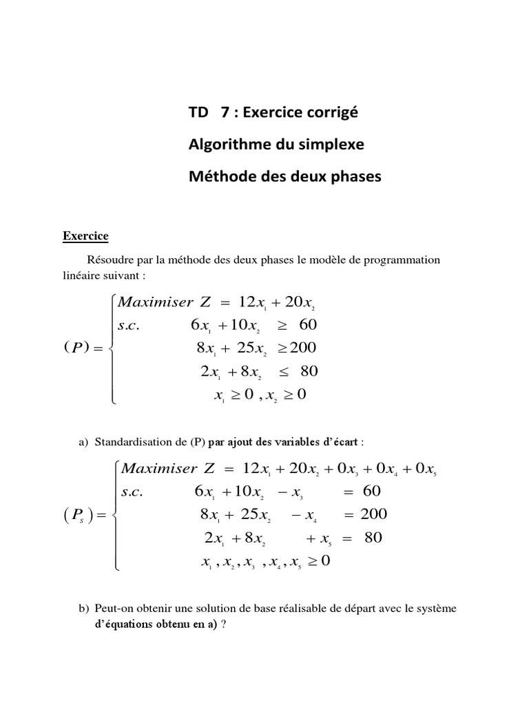 Exercice Corrige Simplexe | PDF | Programmation informatique ...