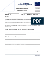 ICT Worksheet Secondary Department: Banking Applications