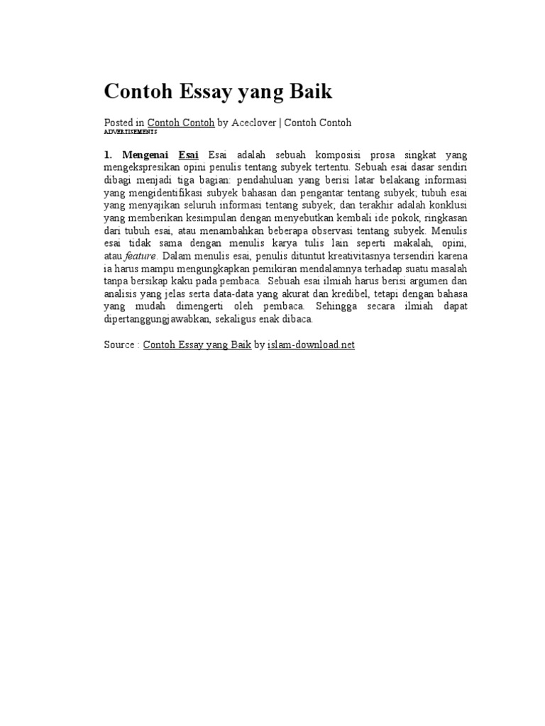 Contoh essay yang pendek picture